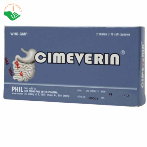 Thuốc Cimeverin điều trị rối loạn tiêu hóa, đầy hơi, khó tiêu (2 vỉ x 10 viên)