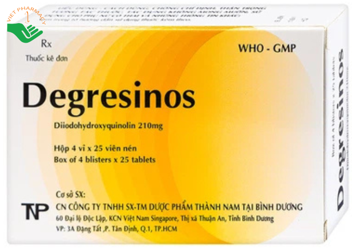Thuốc Degresinos Thành Nam điều trị nhiễm amip đường ruột (4 vỉ x 25 viên)