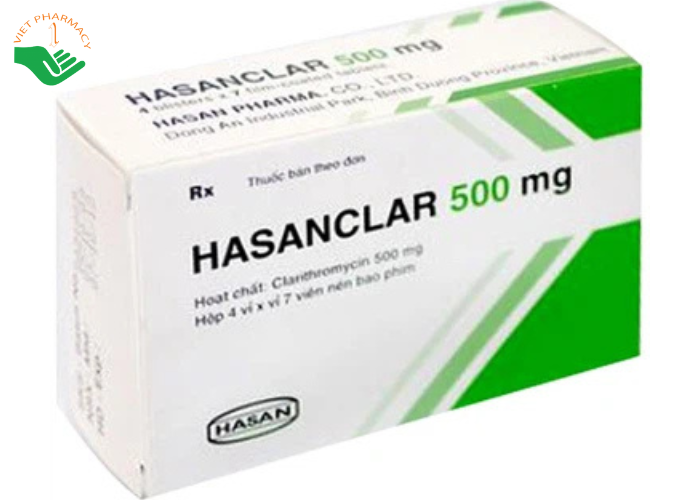 Thuốc Hasanclar 500mg Hasan điều trị nhiễm khuẩn (4 vỉ x 7 viên)