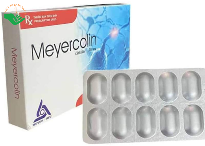 Thuốc Meyercolin 500mg Meyer - BPC phục hồi vận động sau tai biến, bệnh Parkinson (2 vỉ x 10 viên)