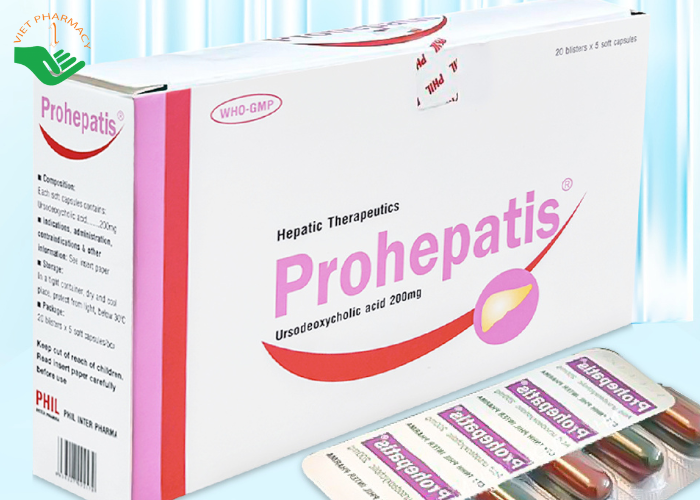 Thuốc Prohepatis 200mg Phil điều trị sỏi mật, xơ gan mật nguyên phát (20 vỉ x 5 viên)