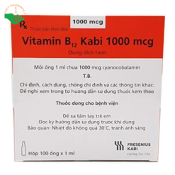 Thuốc Vitamin B12 Kabi 1000mcg điều trị thiếu vitamin B12 (100 ống X 1ml)