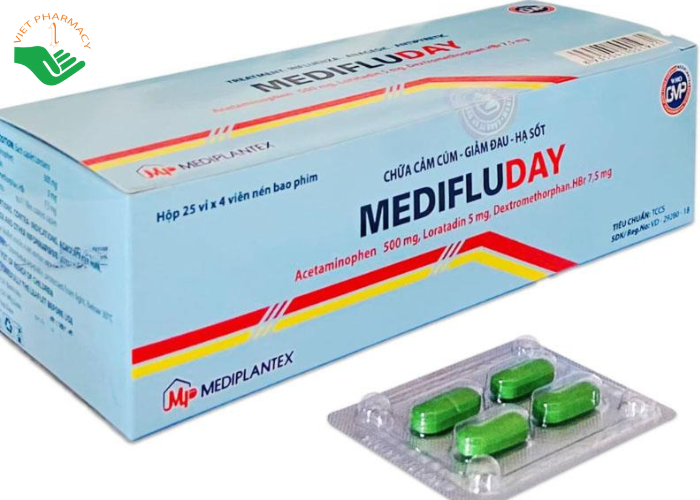 Viên nén Medifluday trị các triệu chứng ho cảm thông thường (25 vỉ x 4 viên)