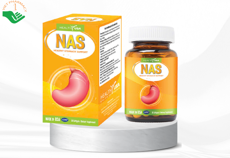 Viên uống NAS Healthy USA hỗ trợ giảm triệu chứng viêm loét dạ dày, tá tràng
