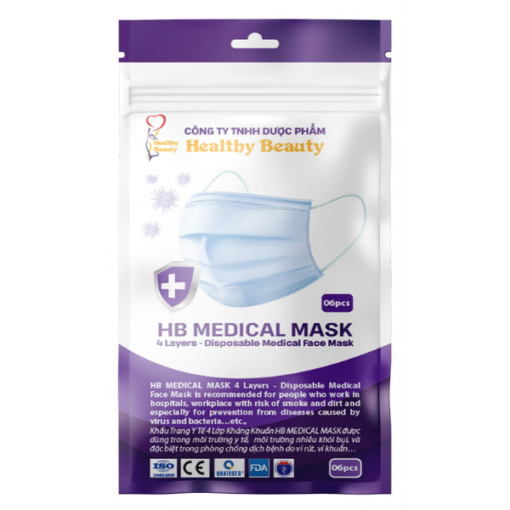 Khẩu trang HB MEDICAL MASK - khẩu trang y tế 4 lớp kháng khuẩn màu xanh