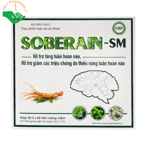 Viên uống Soberain-SM tăng tuần hoàn máu não, giảm đau dầu, chóng mặt
