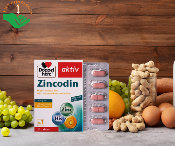 Viên uống Zincodin Doppelherz Aktiv bổ sung kẽm và L-histidine (Hộp 3 vỉ x 10 viên)