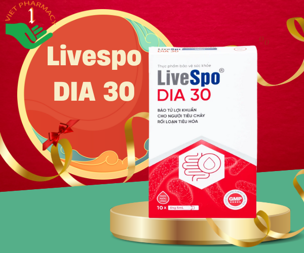 Bào tử lợi khuẩn Livespo DIA 30 hỗ trợ giảm các triệu chứng tiêu chảy cấp tính, rối loạn tiêu hoá (10 ống x 5ml)