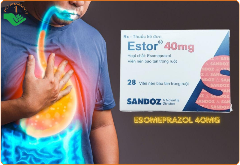 Estor 40mg điều trị các bệnh lý liên quan đến dạ dày thực quản như trào ngược, viêm loét dạ dày tá tràng, hội chứng Zollinger - Ellison