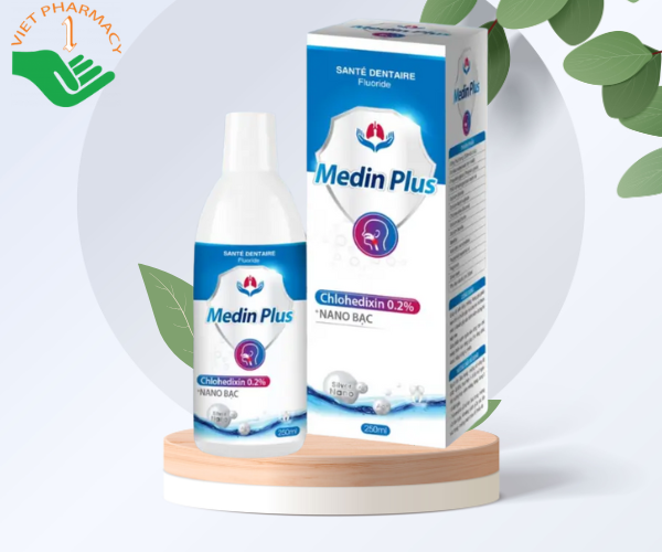 Nước súc miệng Medin Plus NaNo Bạc giảm ngừa sâu răng viêm lợi nhiệt miệng (Chai 250ml)