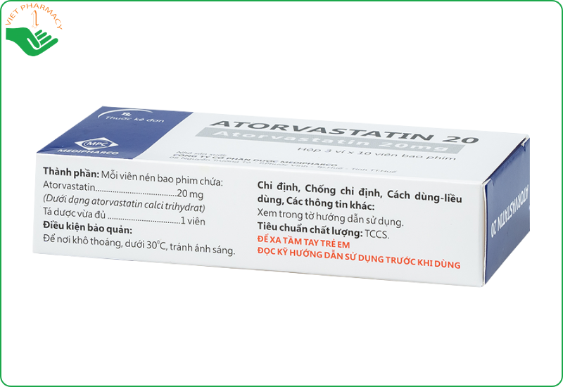 Thông tin về thuốc Atorvastatin 20mg Medipharco