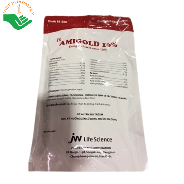 Dung dịch Amigold 10% 500ml ngăn ngừa tình trạng mất nito và điều trị cân bằng nito âm