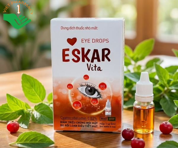 Dung dịch nhỏ mắt Eskar Vita giảm mỏi mắt và giúp điều tiết mắt (Chai 5ml)