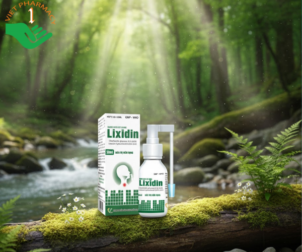Dung dịch xịt họng Lixidin giảm triệu chứng khản tiếng, viêm và đau họng (Hộp 01 lọ 30ml)