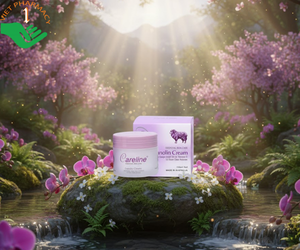 Kem dưỡng da Careline Lanolin Cream dưỡng ẩm sâu, hỗ trợ làm mềm và tái tạo làn da khô, thô ráp (Hộp 1 hũ 100ml)