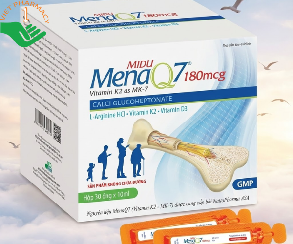 Midu MenaQ7 180mcg hỗ trợ trẻ phát triển xương răng (Hộp 30 ống x 10ml)