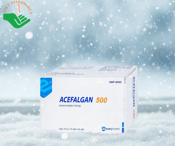 Thuốc Acefalgan 500 điều trị các cơn đau đầu, đau thần kinh, đau bụng kinh (Hộp 10 vỉ x 10 viên)