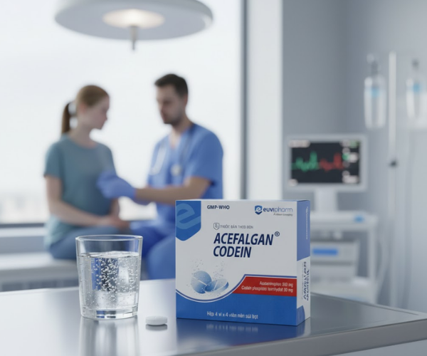 Thuốc Acefalgan Codein điều trị giảm nhanh cơn đau cấp tính, hạ sốt (Hộp 4 vỉ xé x 4 viên)