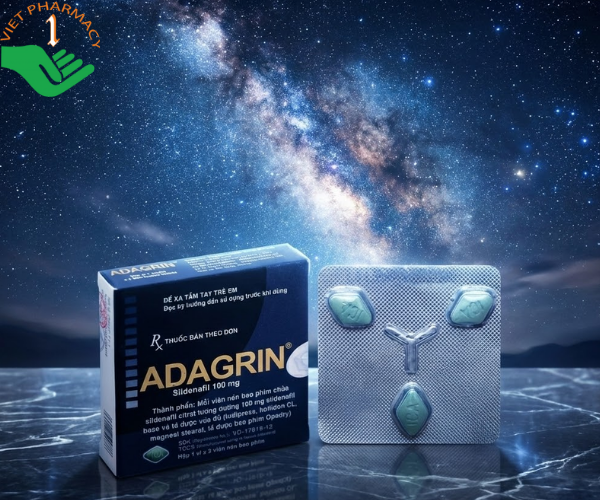 Thuốc Adagrin 100mg điều trị rối loạn cương dương cho nam giới (Hộp 1 vỉ x 3 viên)