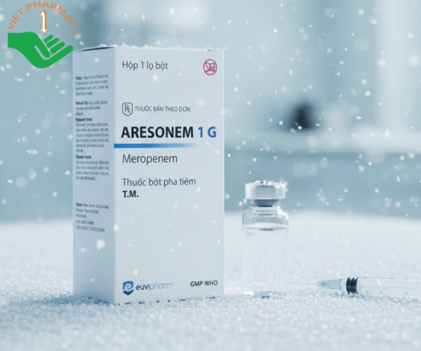 Thuốc Aresonem 1g điều trị các nhiễm khuẩn nặng, nhiễm đa vi khuẩn (Hộp 1 lọ)