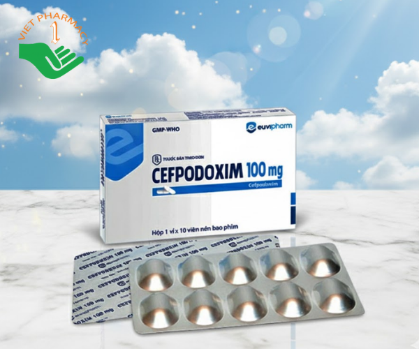 Thuốc Cefpodoxim 100 Euvipharm nhiễm khuẩn hô hấp (Hộp 1 vỉ x 10 viên)