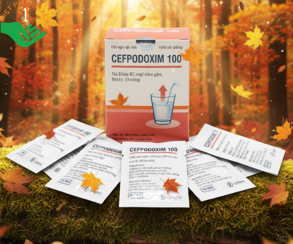 Thuốc Cefpodoxim 100mg điều trị nhiễm khuẩn đường hô hấp (Hộp 12 gói x 3 gam)