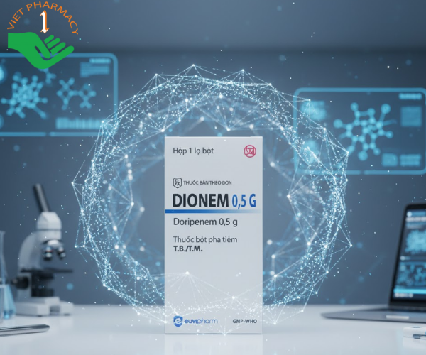Thuốc Dionem 0,5g điều trị nhiễm khuẩn trên các chủng vi khuẩn nhạy cảm (Hộp 1 lọ bột pha tiêm)