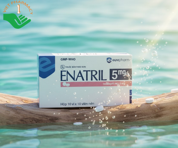 Thuốc Enatril 5mg điều trị tình trạng tăng huyết áp ở người lớn (Hộp 10 vỉ x 10 viên)