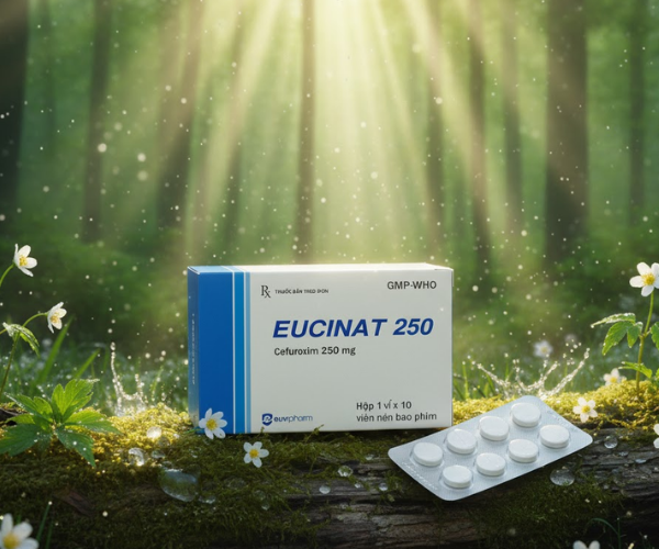 Thuốc Eucinat 250 điều trị nhiễm khuẩn với các triệu chứng viêm nhiễm tại đường hô hấp, sinh dục, tiết niệu (Hộp 1 vỉ x 10 viên)