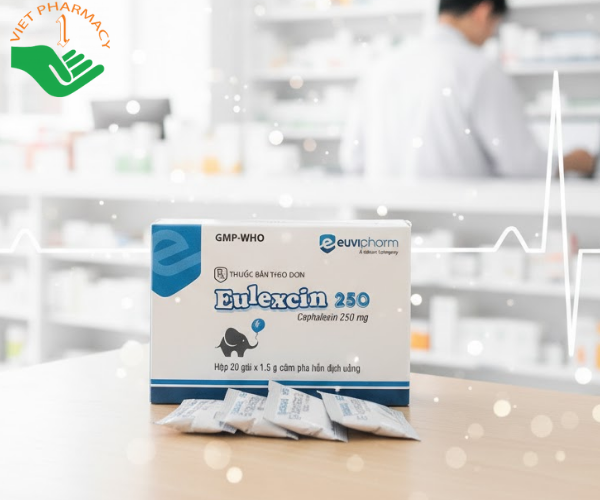 Thuốc Eulexcin 250mg điều trị các nhiễm khuẩn đường hô hấp, tai mũi họng (Hộp 20 gói x 1,5 gam)