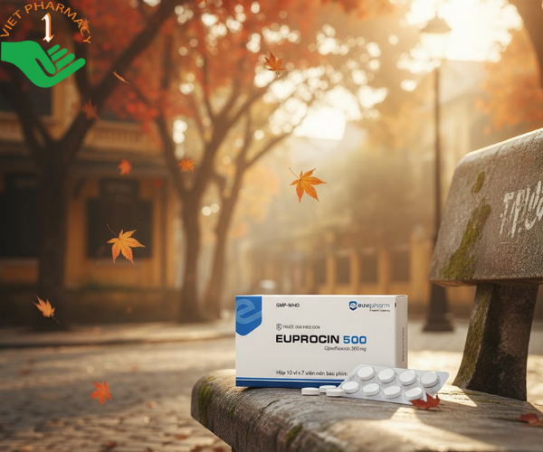 Thuốc Euprocin 500 điều trị nhiễm khuẩn nặng (Hộp 10 vỉ x 7 viên)