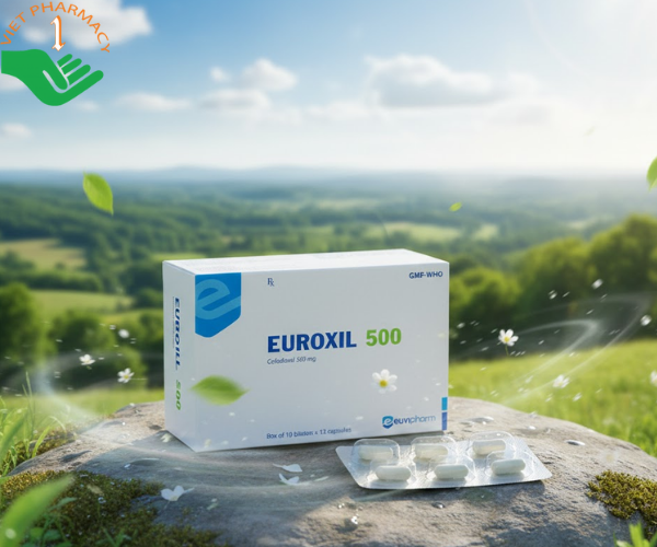 Thuốc Euroxil 500 điều trị nhiễm trùng do vi khuẩn nhạy cảm (Hộp 10 vỉ x 12 viên)