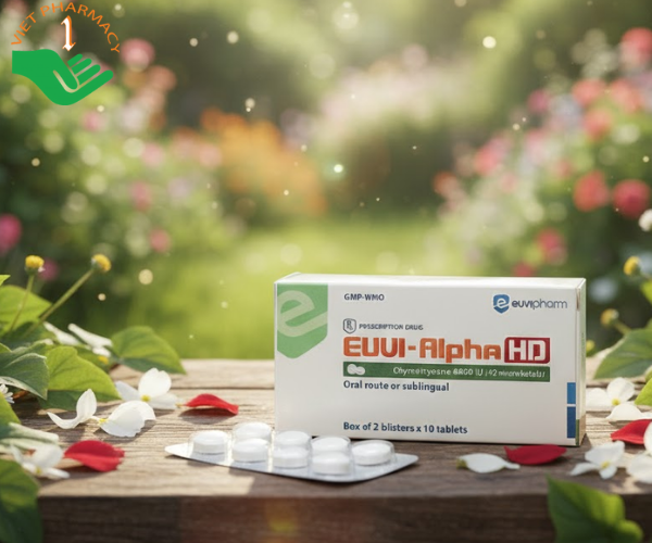 Thuốc Euvi - Alpha HD kháng viêm, phù nề, giảm tiết dịch đường hô hấp (Hộp 2 vỉ x 10 viên)