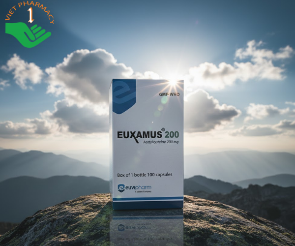 Thuốc Euxamus 200 tiêu đờm, giải độc quá liều paracetamol (Hộp 10 vỉ x 10 viên)