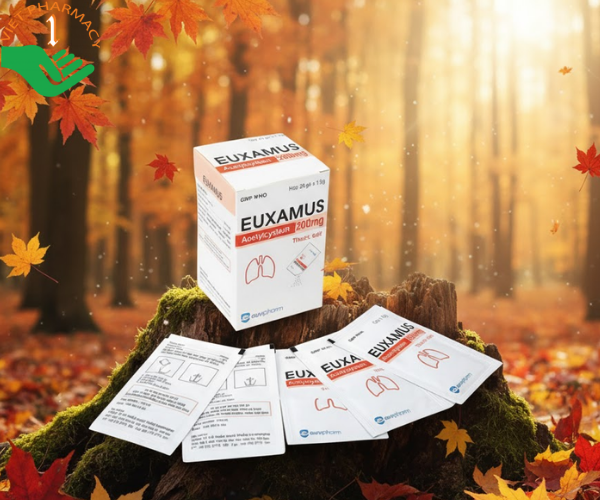 Thuốc Euxamus 200mg (gói) điều trị bệnh viêm phế quản, viêm đường hô hấp (Hộp 20 gói x 1,5 gam)