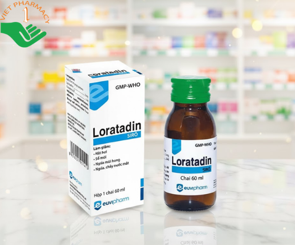 Thuốc Loratadin siro Euvipharm 60ml điều trị dị ứng (Hộp 1 chai 60ml)