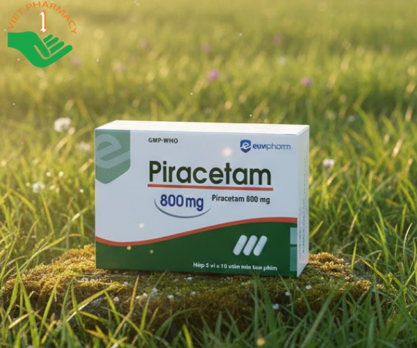 Thuốc Piracetam 800mg Euvipharm giảm chóng mặt, kém tập trung (Hộp 5 vỉ x 10 viên)