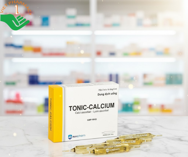 Thuốc Tonic Calcium giúp cung cấp một số acid amin cần thiết cho cơ thể (Hộp 20 ống x 5 ml, hộp 20 ống x 10 mml)