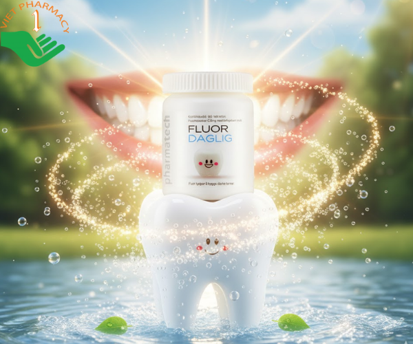 Viên ngậm Fluor Daglig Pharmatech bảo vệ sức khỏe răng miệng (Hộp 90 viên)
