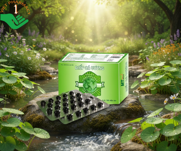 Viên uống Diếp Cá Vương hỗ trợ điều trị và phòng ngừa táo bón, tăng cường tiêu hóa (Hộp 3 vỉ x 10 viên)