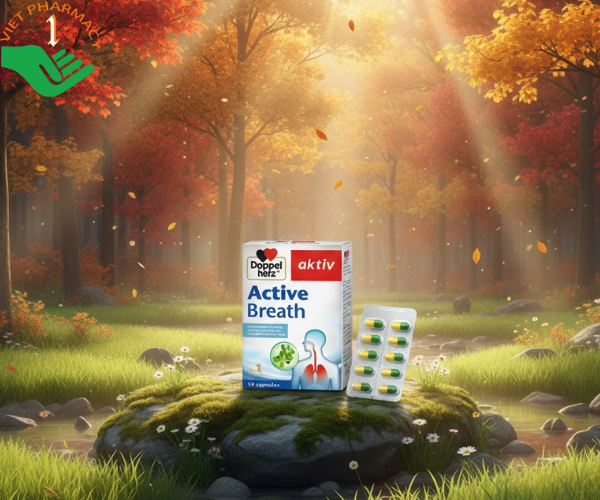 Viên uống Doppelherz Active Breath hỗ trợ tăng cường chức năng và bảo vệ phổi (Hộp 30 viên)