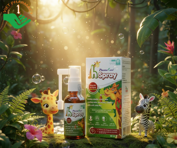 Xịt họng Plasmakare Hspray kháng khuẩn, kháng Virus, giảm ho, rát họng, phục hồi niêm mạc (Chai 30ml)