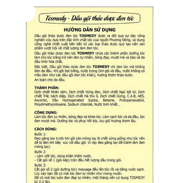 Dầu gội Tosmedy thảo dược đen tóc (Hộp 2 gói) - Ảnh 3