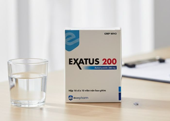 Thuốc Exatus 200mg giúp tiêu đờm nhầy trong viêm phế quản cấp và mạn tính (Hộp 10 vỉ x 10 viên)
