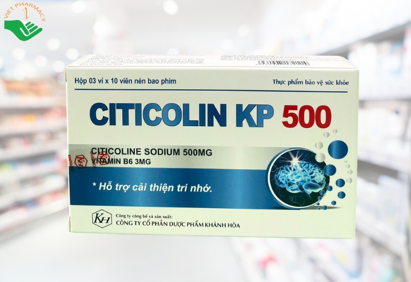 Viên uống Citicolin KP 500 hỗ trợ cải thiện trí nhớ (hộp 3 vỉ x 10 viên)