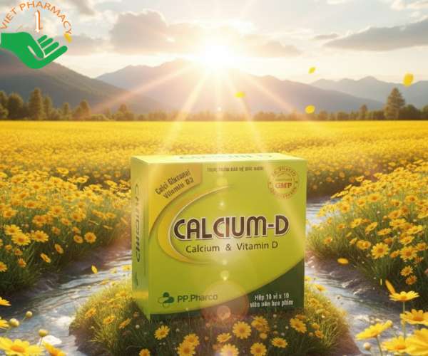 Viên uống Calcium Gluconate Vitamin D3 bổ sung Calci và Vitamin D3 cho cơ thể (Hộp 10 vỉ x 10 viên)