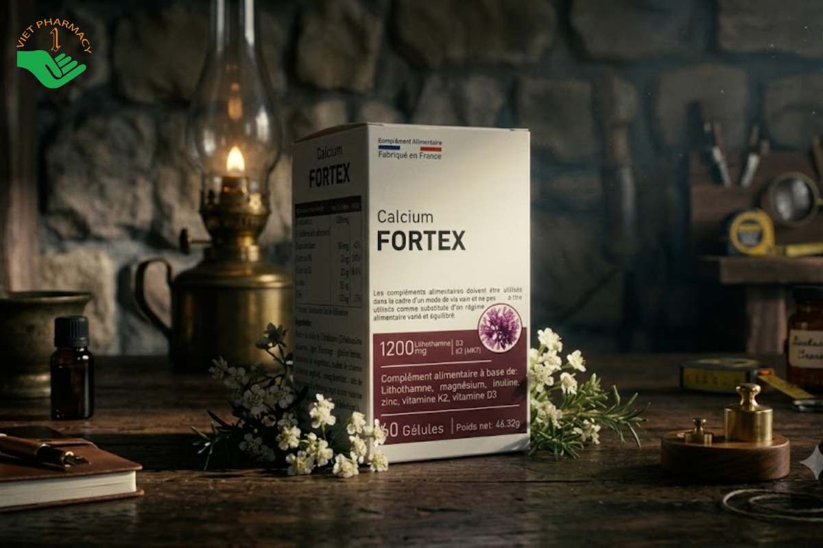Viên uống Calcium Fortex hỗ trợ bổ sung Canxi và vitamin D3, K2 cho cơ thể (Lọ 60 viên)