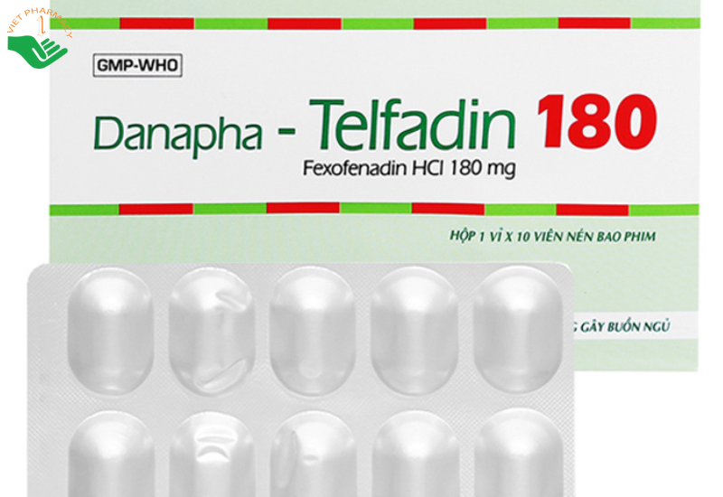Danapha - Telfadin 180 trị viêm mũi dị ứng, mày đay (1 vỉ x 10 viên)