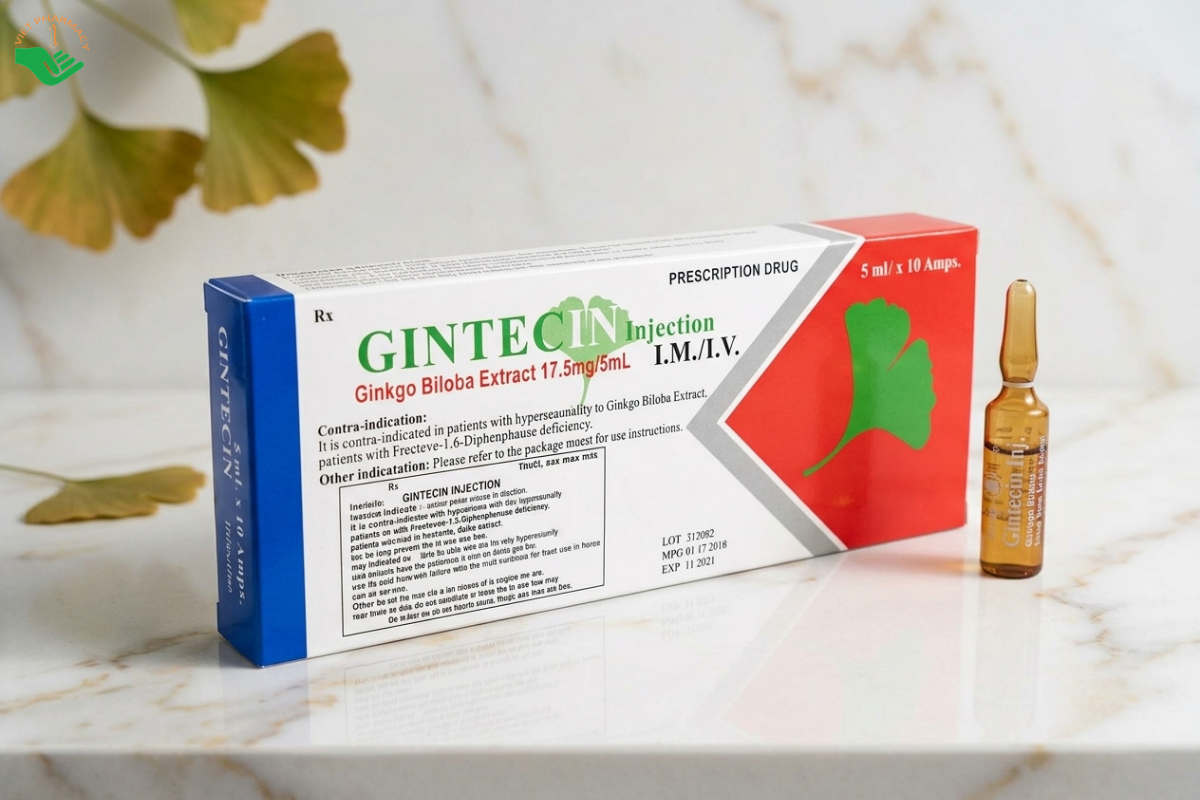 Gintecin Injection 17.5mg/5ml điều trị các rối loạn tuần hoàn máu não