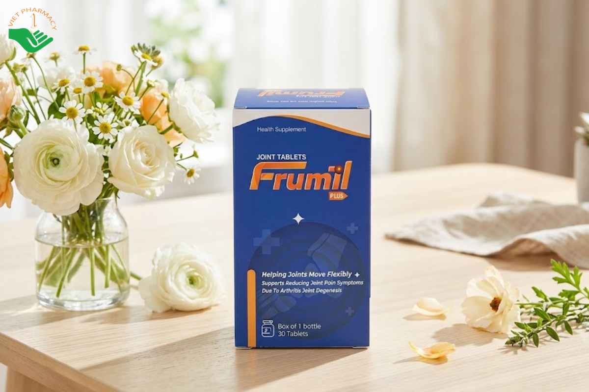 Joint Tablets Frumil Plus hỗ trợ làm trơn ổ khớp, giúp khớp vận động linh hoạt.